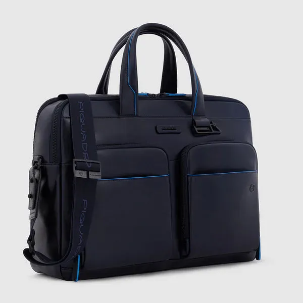 Cartella a 2 Manici Piquadro Blue Square Porta PC e Porta Ipad Pro in Pelle Blu