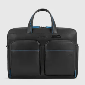 Cartella a 2 Manici Piquadro Blue Square Porta PC e Porta Ipad Pro in Pelle Nero