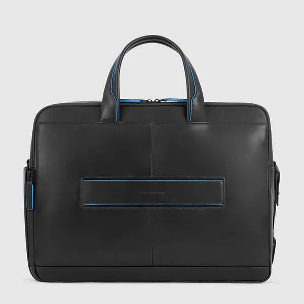 Cartella a 2 Manici Piquadro Blue Square Porta PC e Porta Ipad Pro in Pelle Nero