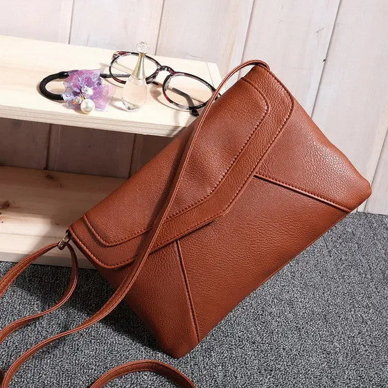 Casual Vintage Women Crossbody Messenger Bags Lidies Mujer Leathe Retro Envelope Handbag Clutches Purse Sling Shoulder Bag Solid