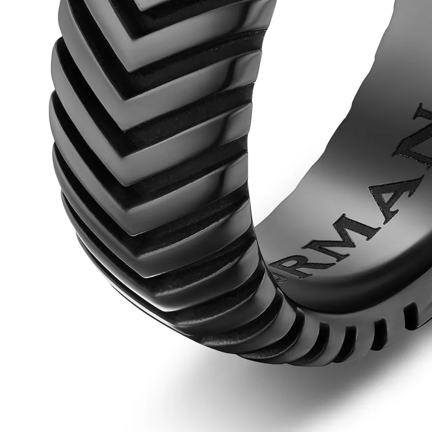 Chevron Band in Black Titanium, 8mm, Size 9