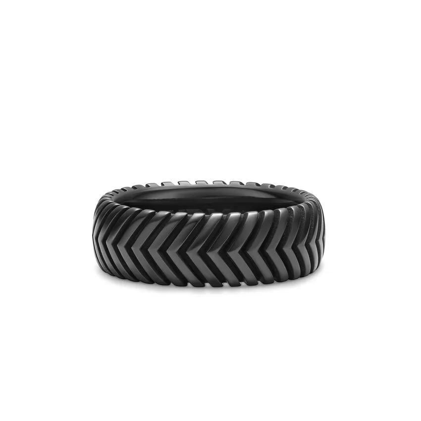 Chevron Band in Black Titanium, 8mm, Size 9