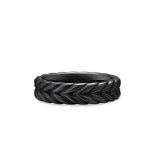 Chevron Band Ring in Black Titanium, 6.2mm, Size 9