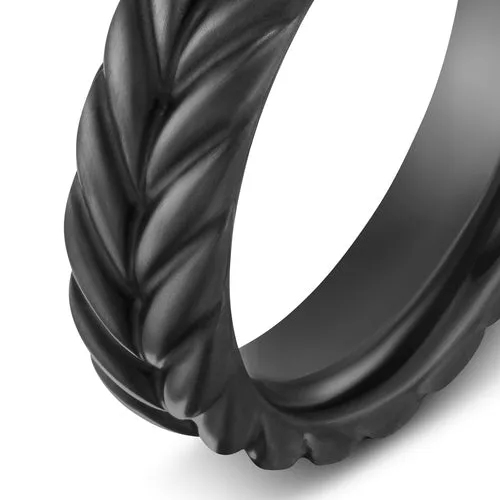Chevron Band Ring in Black Titanium, 6.2mm, Size 9