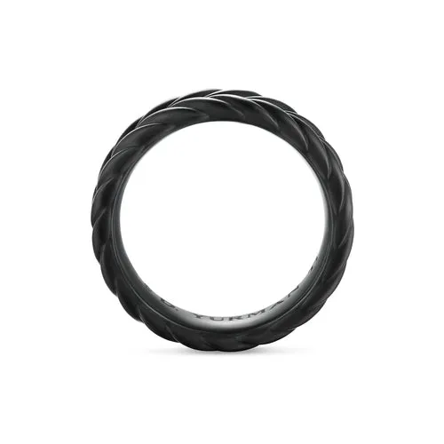 Chevron Band Ring in Black Titanium, 6.2mm, Size 9