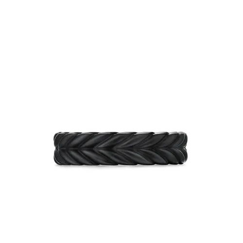 Chevron Band Ring in Black Titanium, 6.2mm, Size 9