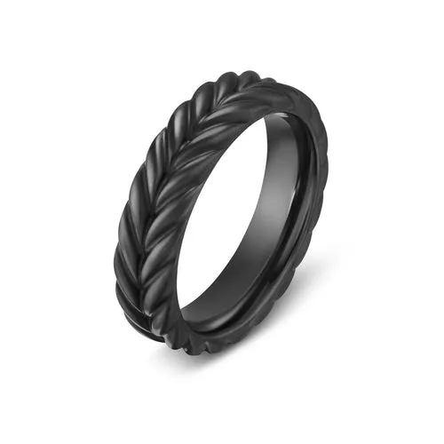 Chevron Band Ring in Black Titanium, 6.2mm, Size 9