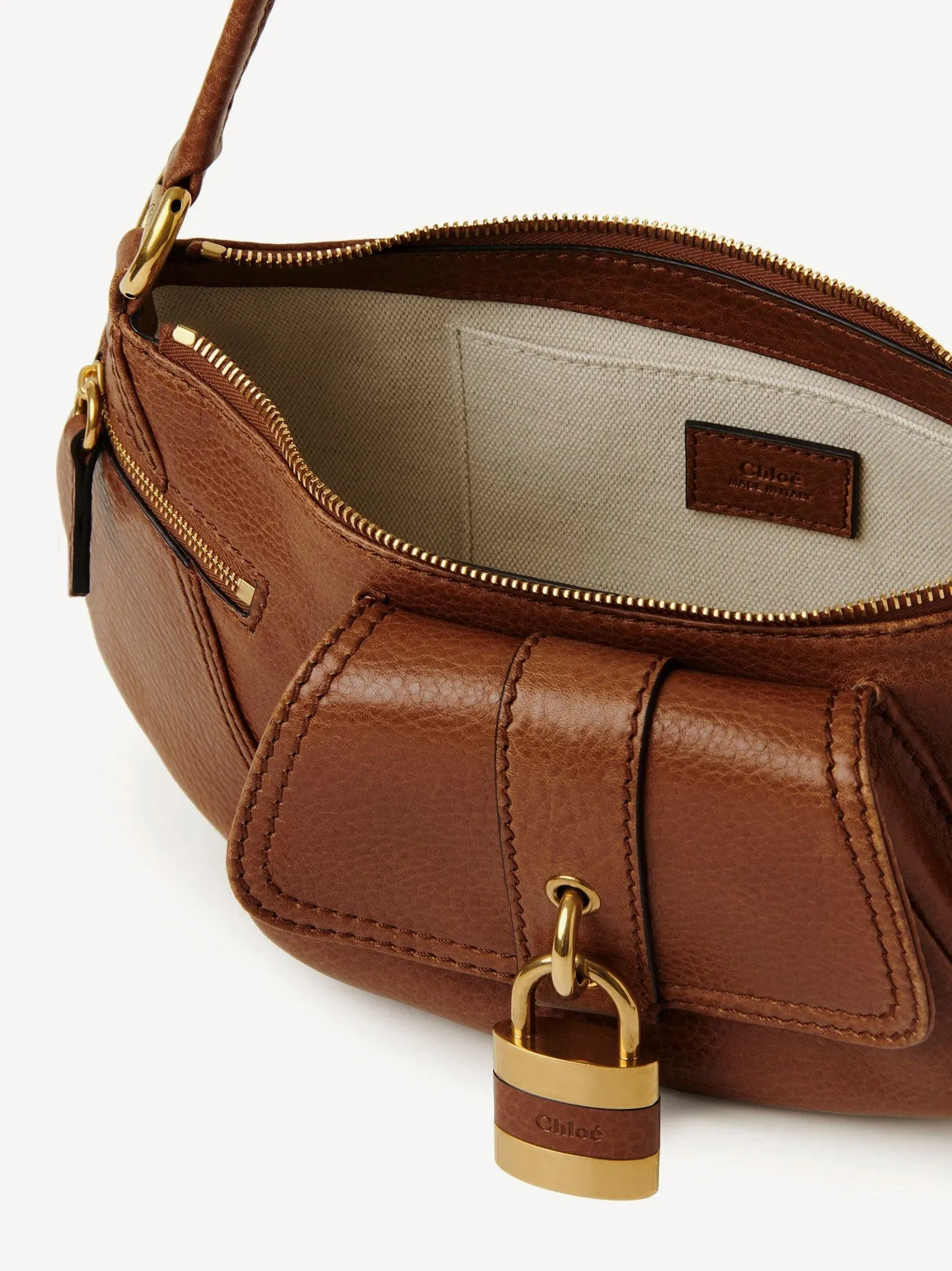 Chloe' Leather Shoulder Bag With Paddington Lock Detail