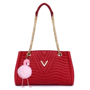 Classical Design Genuine Woman Red Leather flower Bags