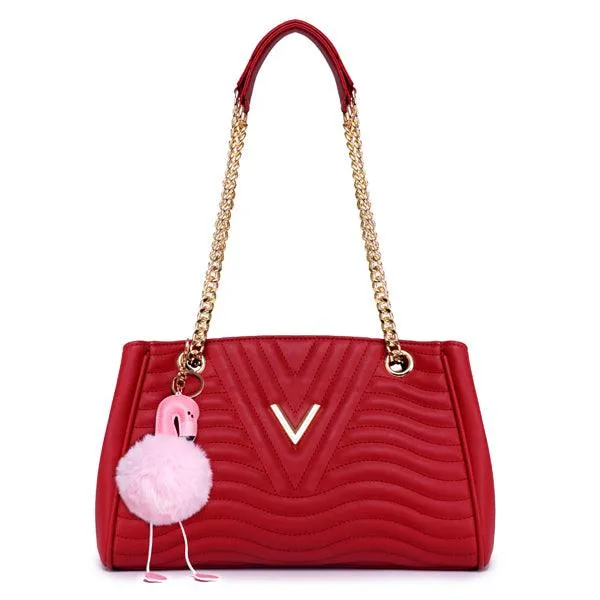 Classical Design Genuine Woman Red Leather flower Bags