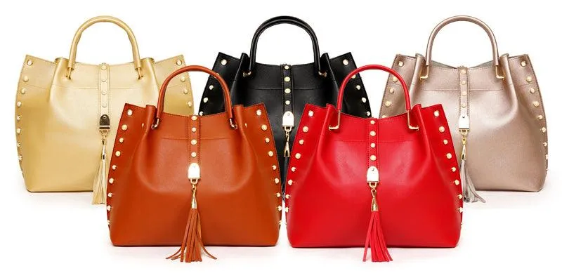 Classy Leather Luxury Design 3pcs Woman Black Handbag
