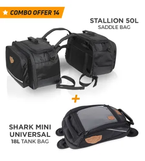 Combo 14: Stallion 50L Saddle Bag   Shark Mini Universal 18L Tank Bag