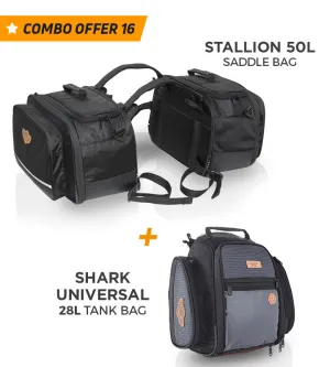 Combo 16: Stallion 50L Saddle Bag   Shark Universal 28L Tank Bag