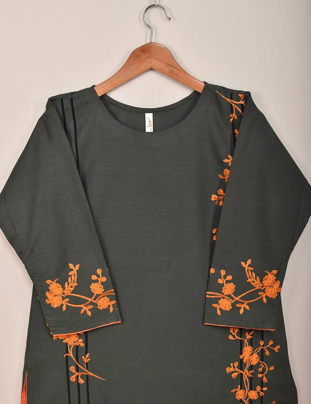 Cotton Embroidered Stitched Kurti - Splish Splash (TS-037D-Grey)