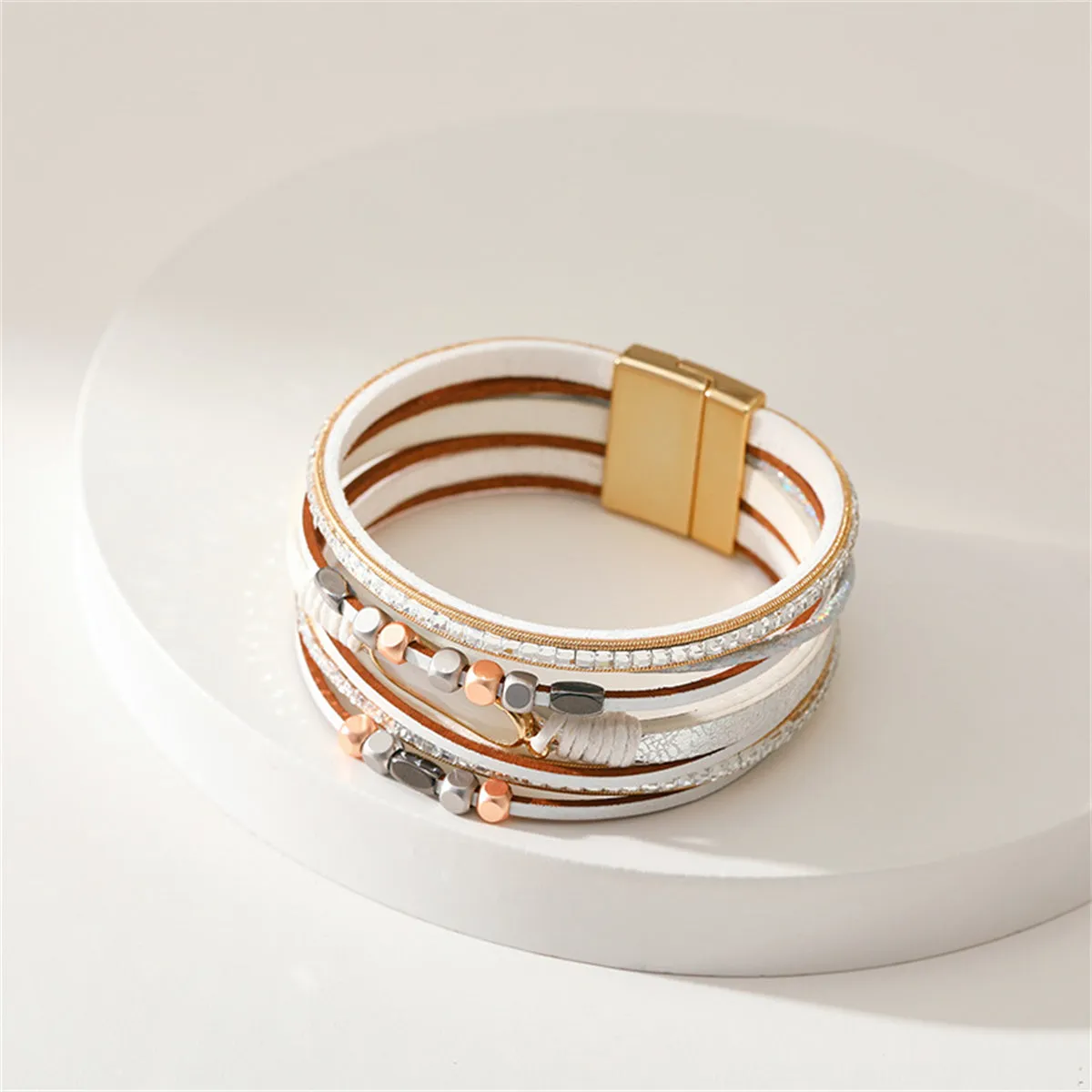 Crystal & Blush Polystyrene 18K Gold-Plated Multistrand Bracelet