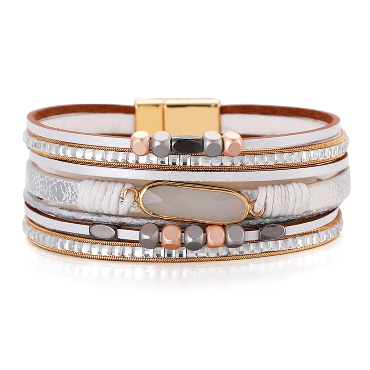 Crystal & Blush Polystyrene 18K Gold-Plated Multistrand Bracelet