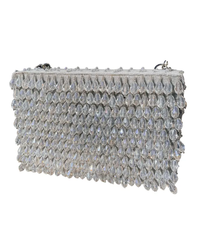 Crystal Teardrop Beaded Clutch