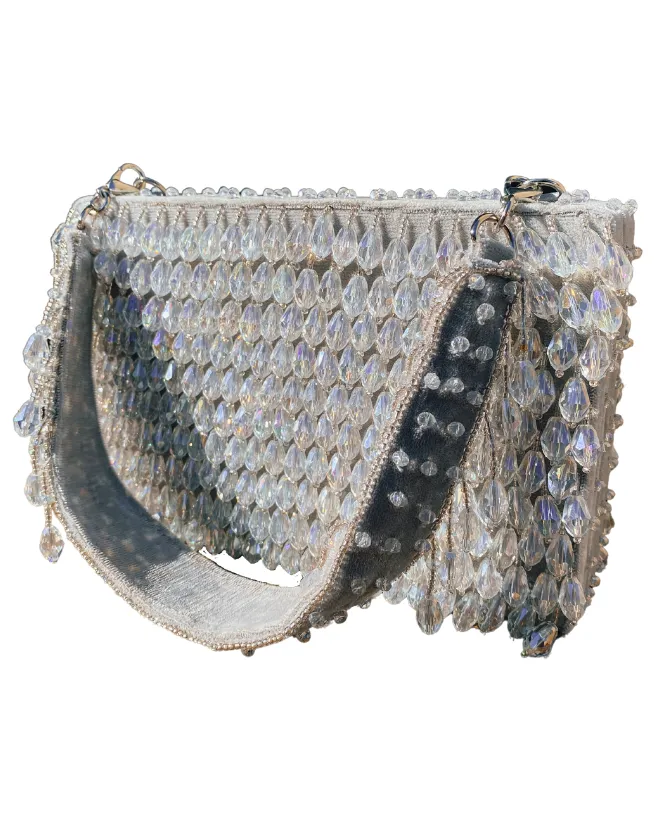 Crystal Teardrop Beaded Clutch