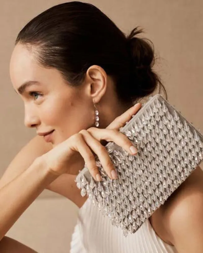 Crystal Teardrop Beaded Clutch