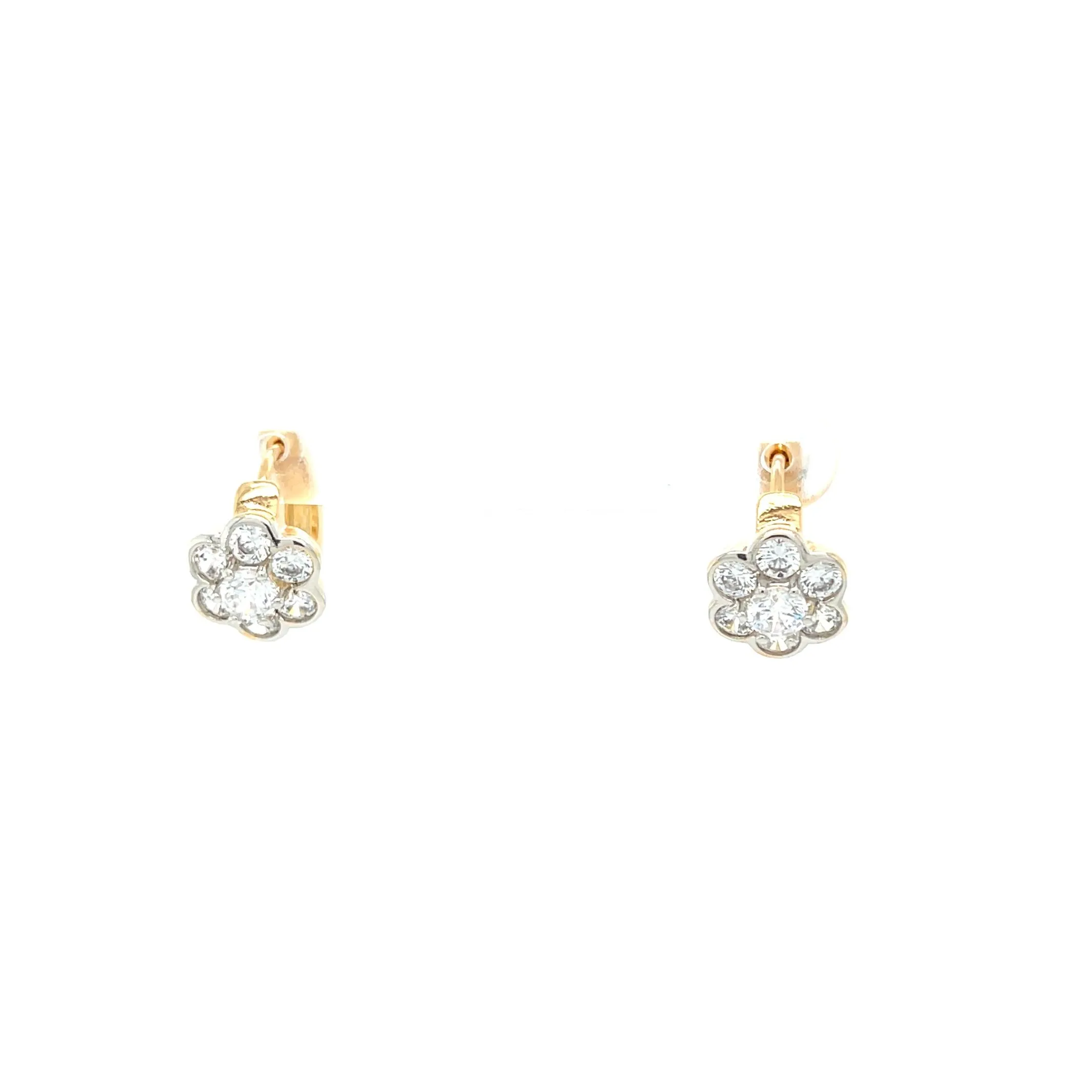 Daisy flower Zirconia stone Huggie Earrings Rose gold filled