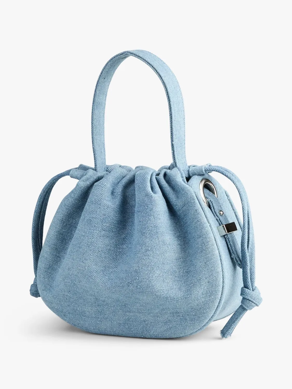 Denim Print Balloon Bag