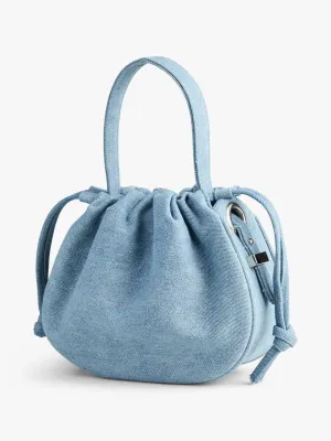 Denim Print Balloon Bag