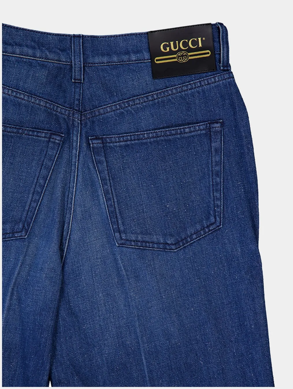 Denim Trousers With Gucci Print