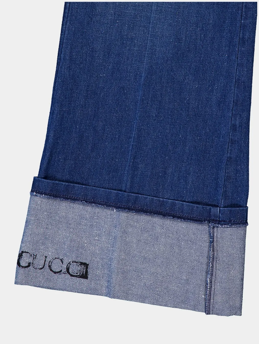 Denim Trousers With Gucci Print