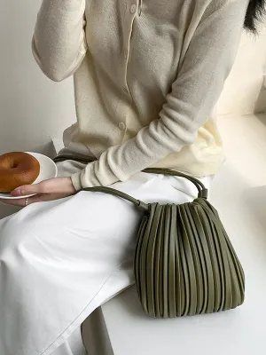 Drawstring Pleated Split-Joint Crossbody Bags