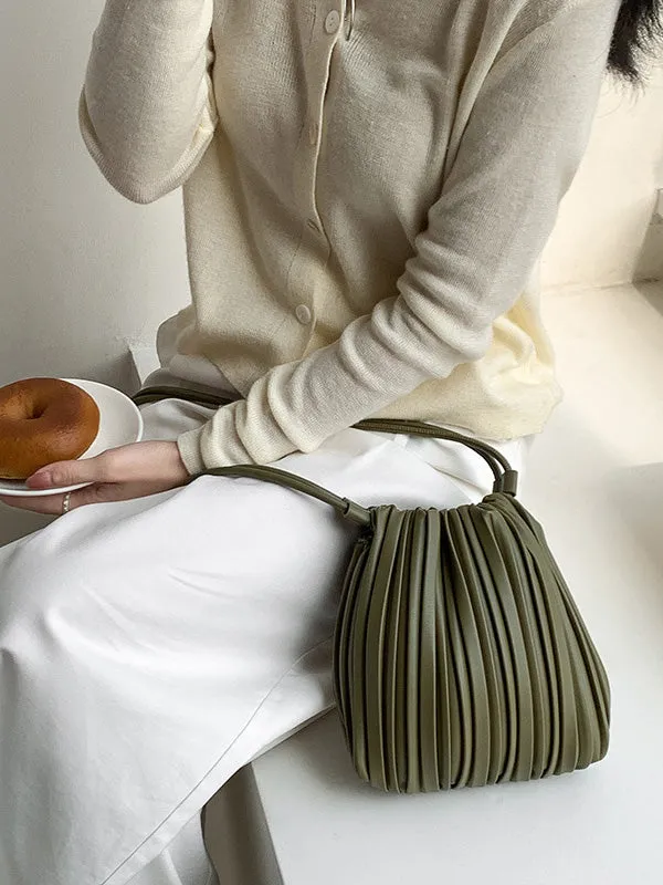 Drawstring Pleated Split-Joint Crossbody Bags