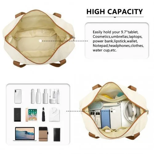 EA2212 - Kono Two Pieces Expandable Durable Waterproof Travel Duffel Bag Set - Beige And Brown