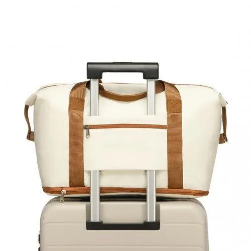 EA2212 - Kono Two Pieces Expandable Durable Waterproof Travel Duffel Bag Set - Beige And Brown