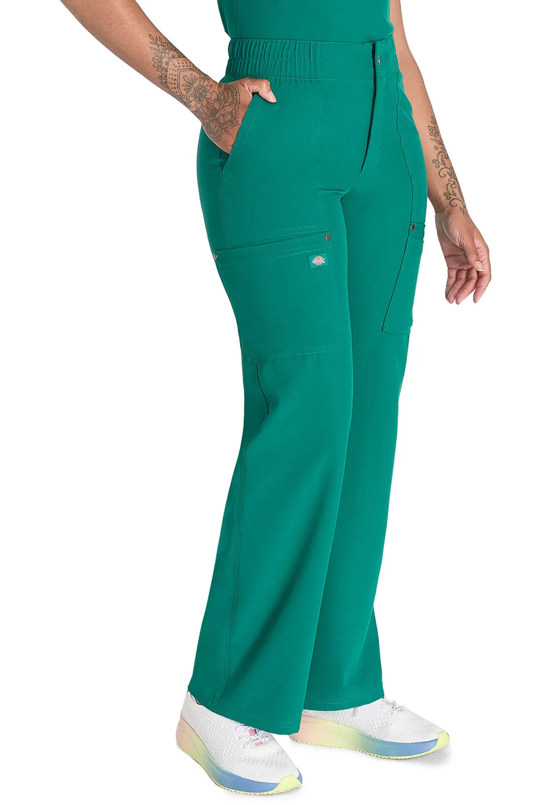 EDS NXT DK219 Mid Rise Zip Fly Wide Leg Cargo Pants Hunter Green
