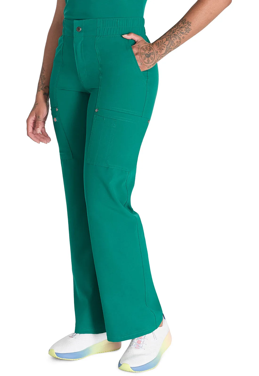 EDS NXT DK219 Mid Rise Zip Fly Wide Leg Cargo Pants Hunter Green