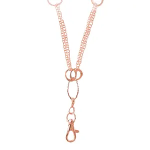 Elizabeth Oblong Link Double Chain Lanyard (Rose Gold)