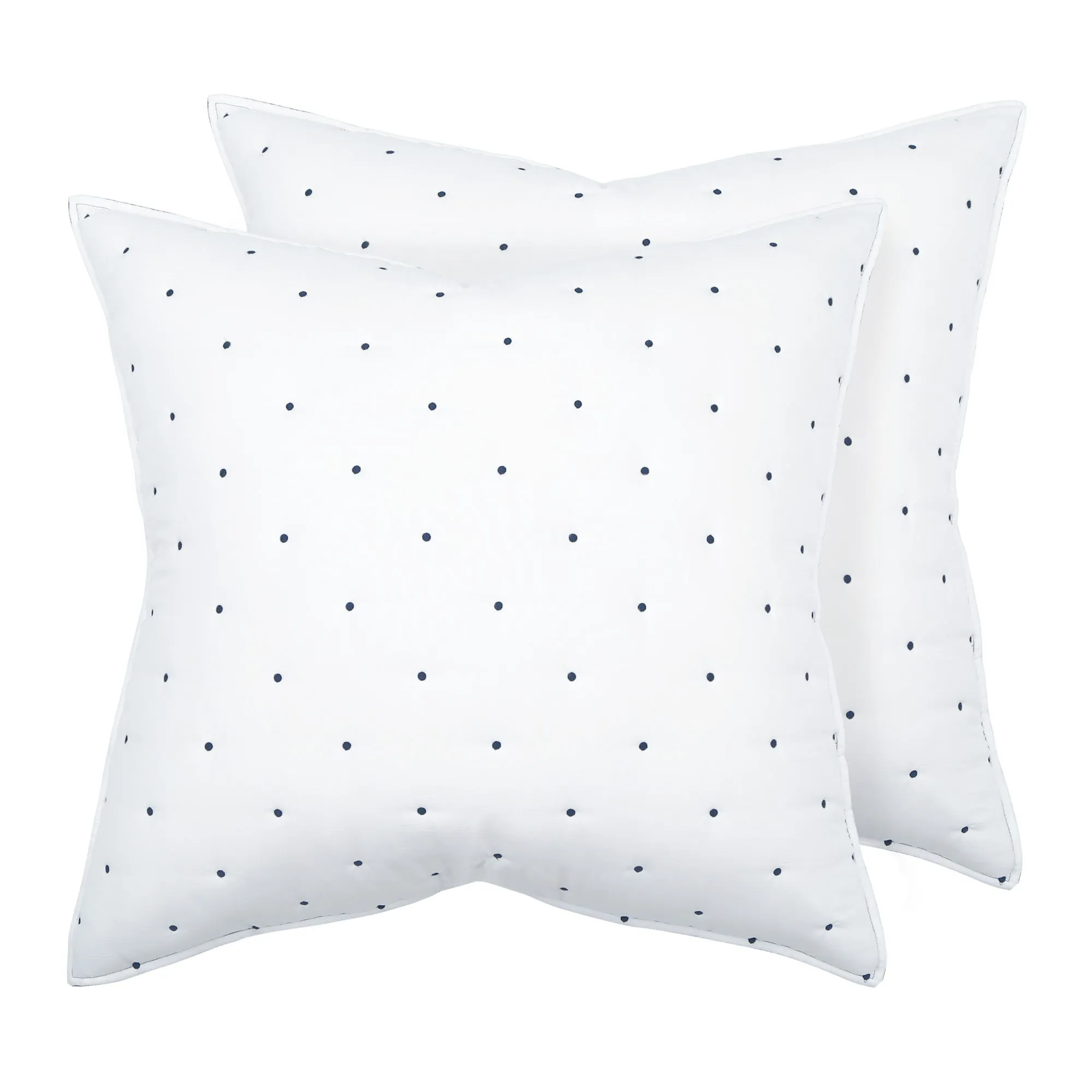 Embroidered Swiss Dot Navy Euro Sham Set of 2