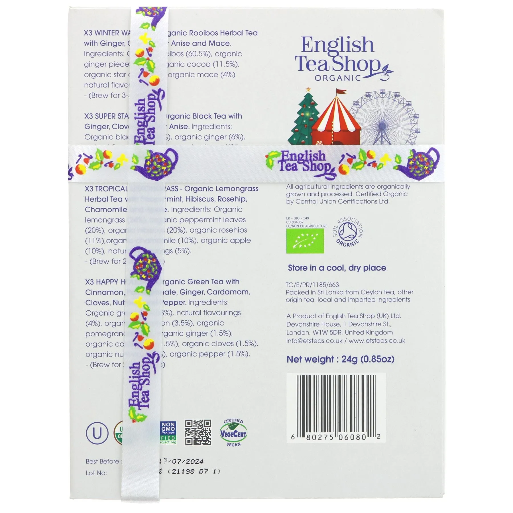 English Tea Shop | Holiday White Prism - 12 Loose Leaf Tea Pyramid Bags | 12 bags
