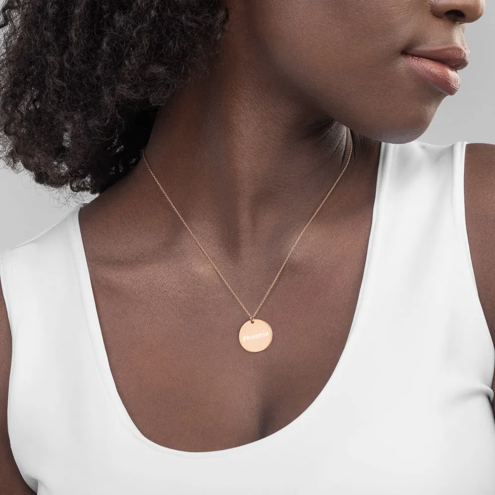 Engraved Silver Disc Necklace
