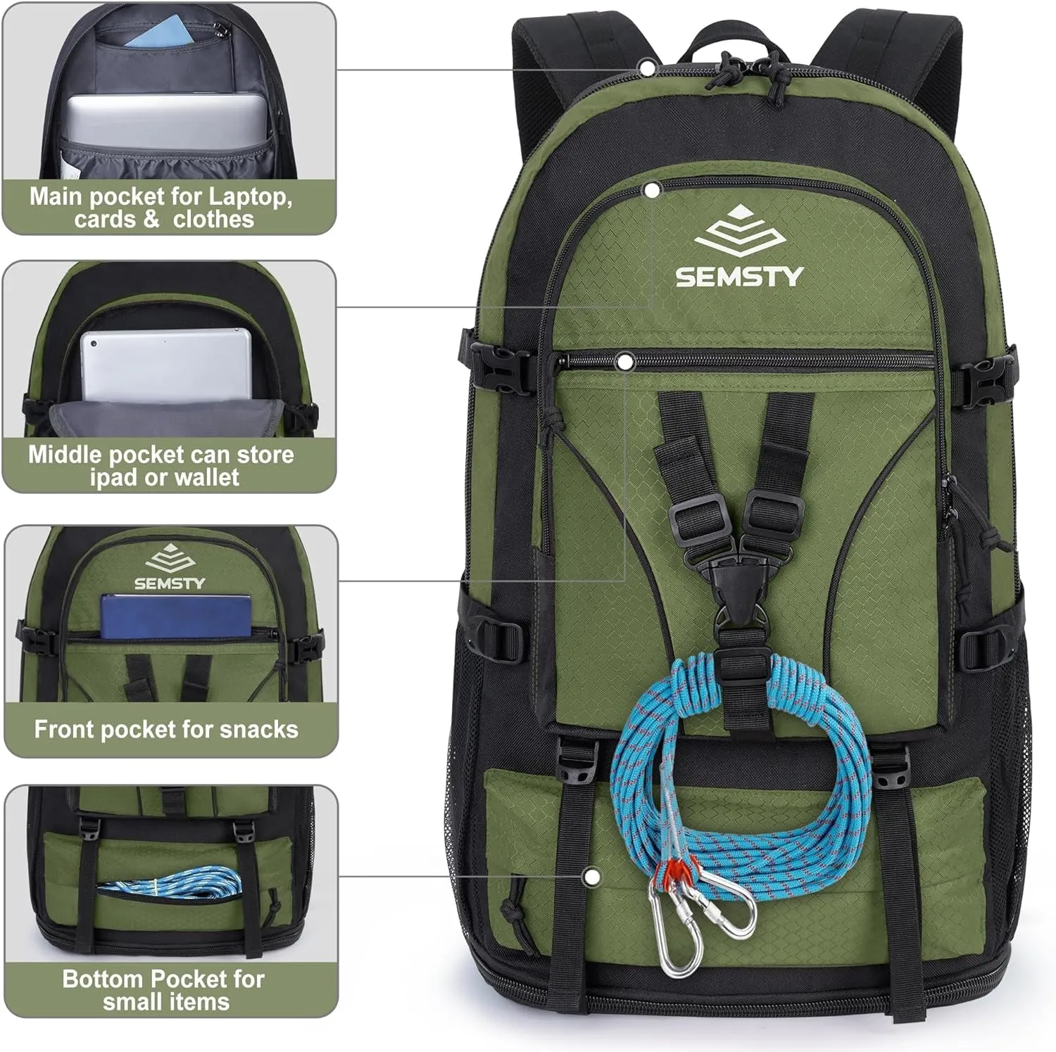 expandable 30L/40L/50L hiking backpack for travel & outdoor