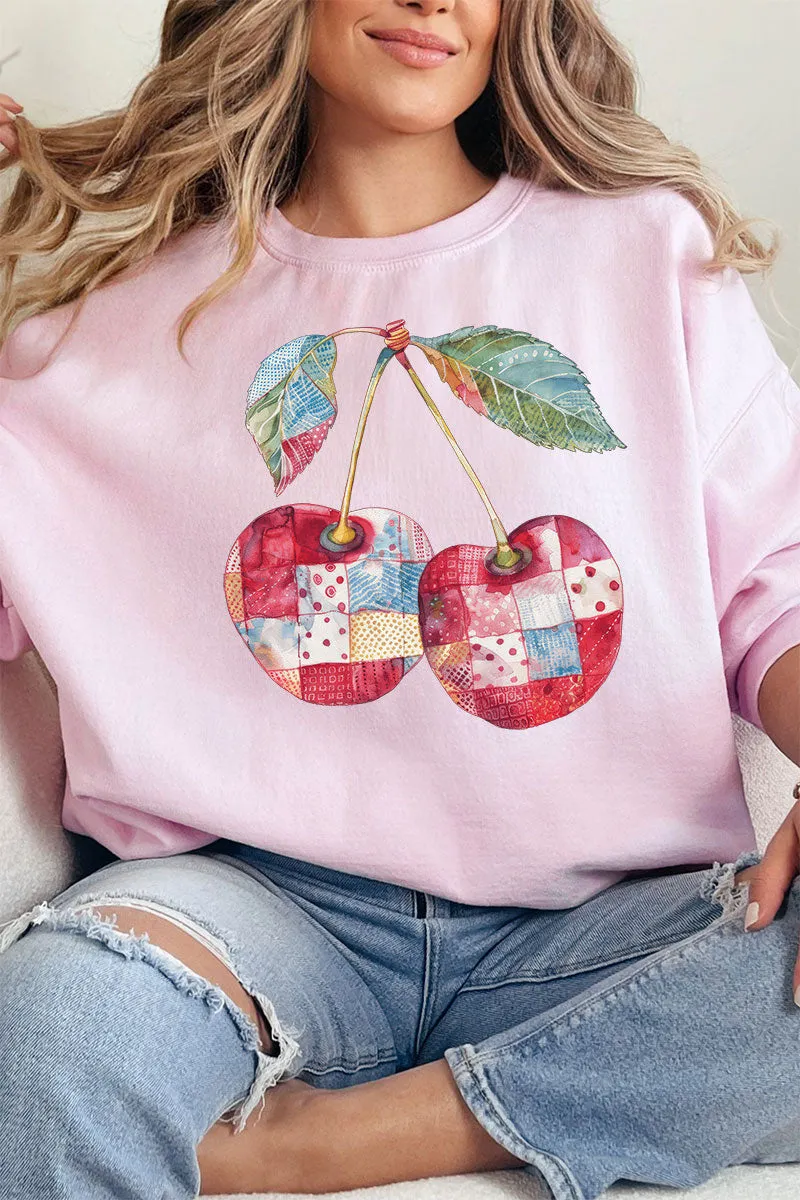 Faux Patchwork Cherries Unisex NuBlend Crew Sweatshirt