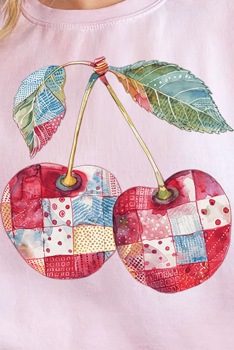 Faux Patchwork Cherries Unisex NuBlend Crew Sweatshirt