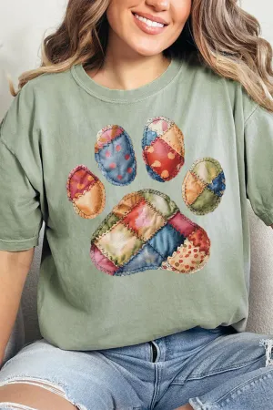 Faux Patchwork Paw Comfort Colors Adult Ring-Spun Cotton Tee