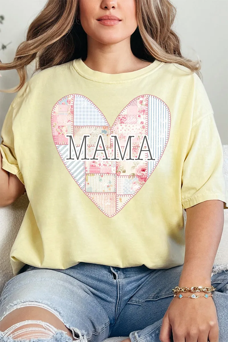 Faux Patchwork Quilt Mama Heart Comfort Colors Adult Ring-Spun Cotton Tee