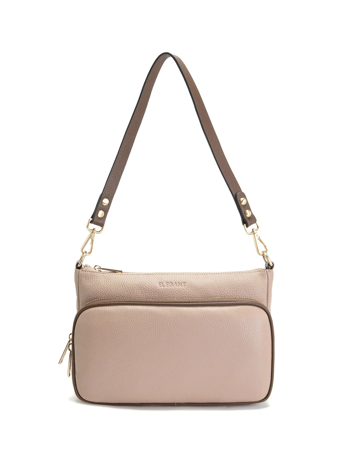 FELICITY LEATHER XBODY BAG- E1-0814A-PUTTY/CINNAMON