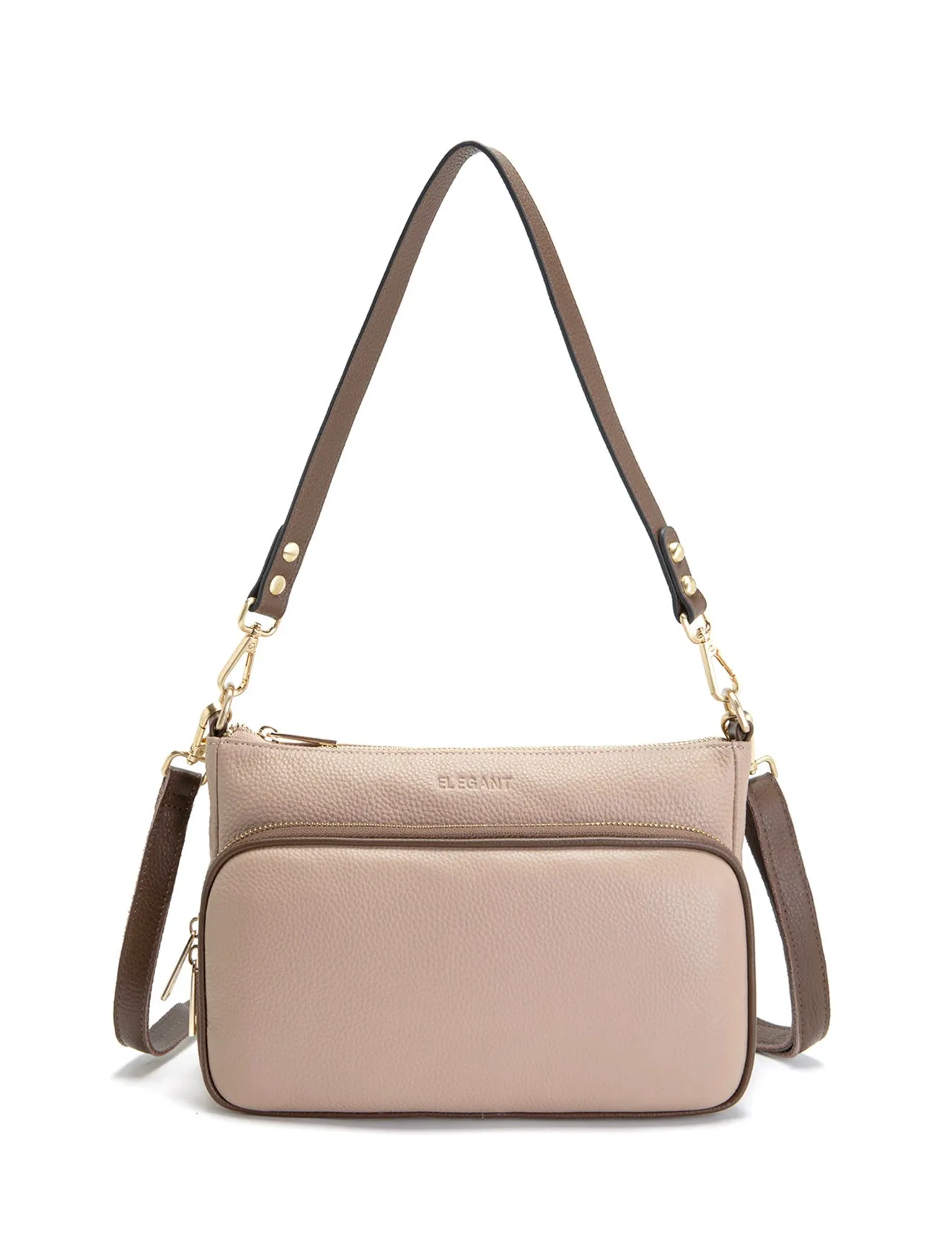 FELICITY LEATHER XBODY BAG- E1-0814A-PUTTY/CINNAMON