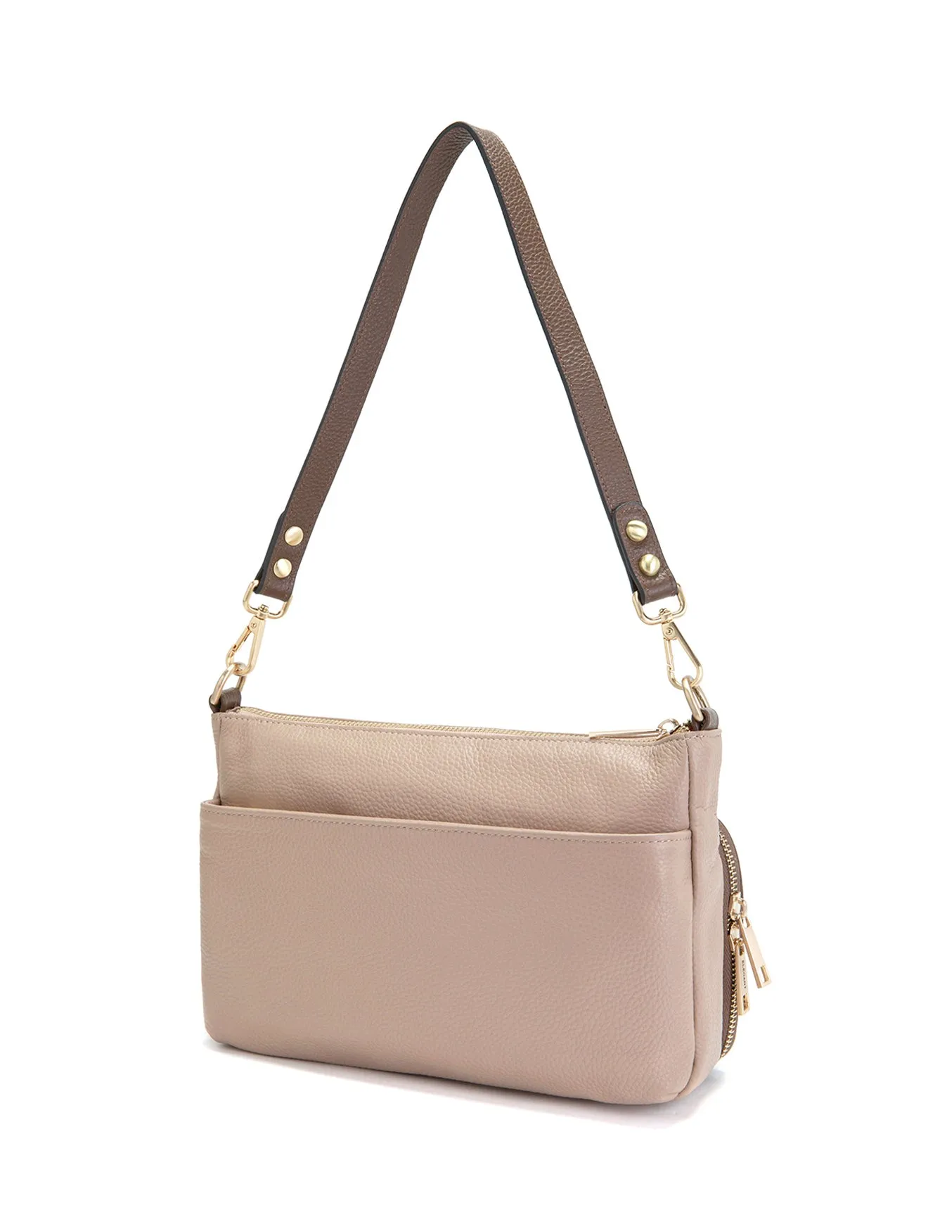 FELICITY LEATHER XBODY BAG- E1-0814A-PUTTY/CINNAMON