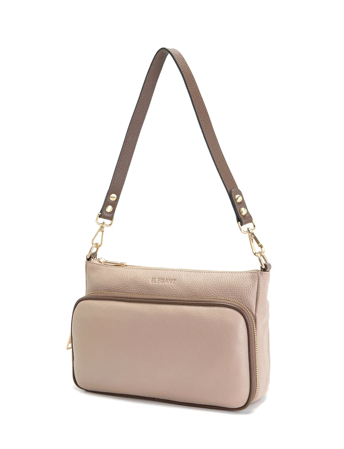 FELICITY LEATHER XBODY BAG- E1-0814A-PUTTY/CINNAMON