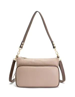 FELICITY LEATHER XBODY BAG- E1-0814A-PUTTY/CINNAMON