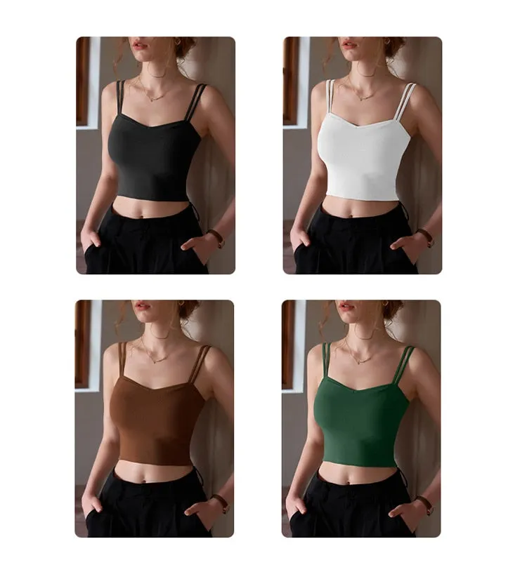 Female Push Up Bras Double Strap Crop Wirefree Brassiere Seamless Underwear With Built In Bra