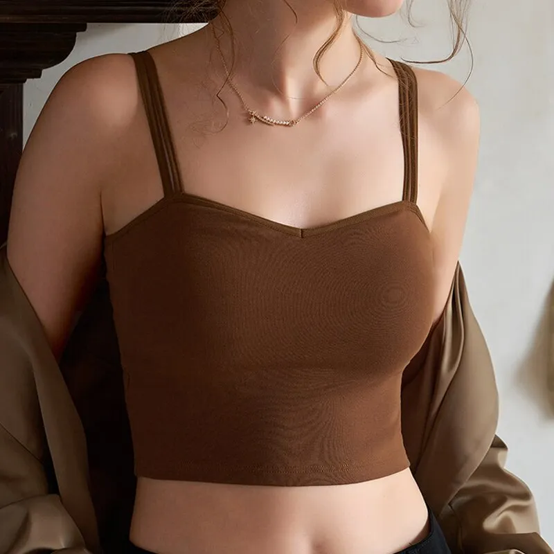 Female Push Up Bras Double Strap Crop Wirefree Brassiere Seamless Underwear With Built In Bra